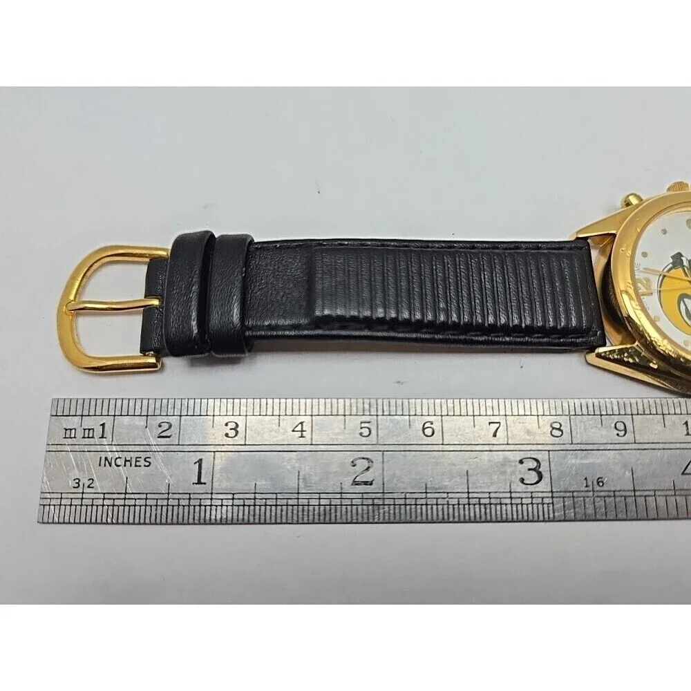 Green Bay Packers Sun Time Quartz Analog Watch Gold Tone Football New Battery